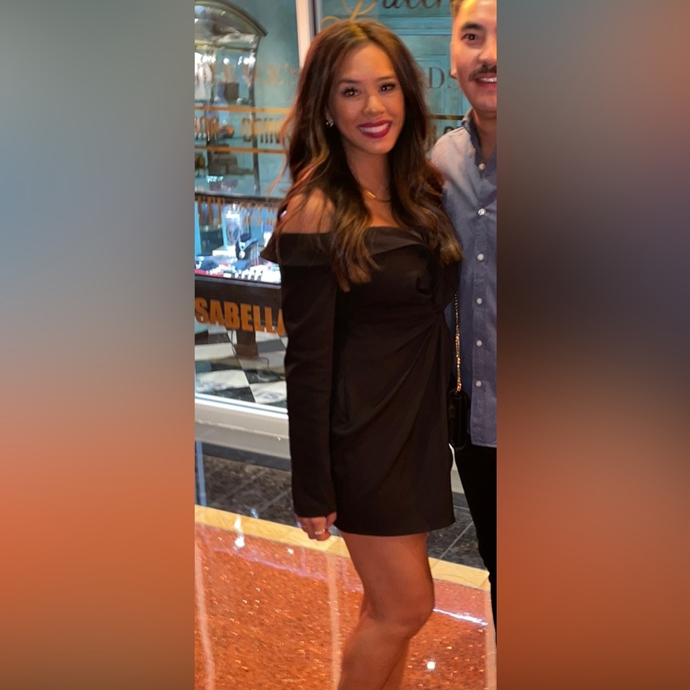 PLT Black Bardot Knot Blazer Dress